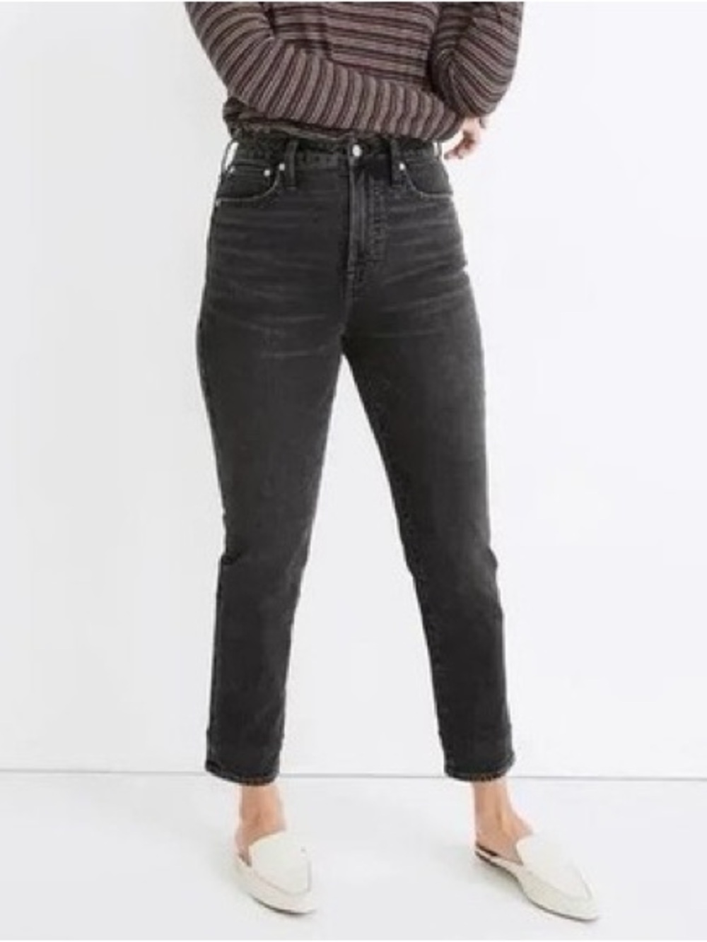 Madewell The Curvy Perfect Vintage Jeans Black High Rise Ankle Women Size 27 T